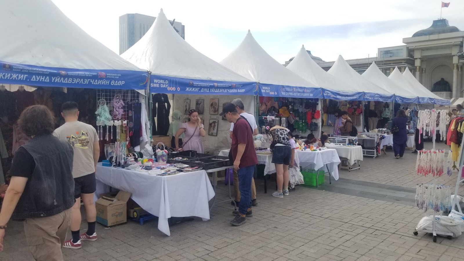 Open air market of small and medium size business at sukhbaatar square mongolia