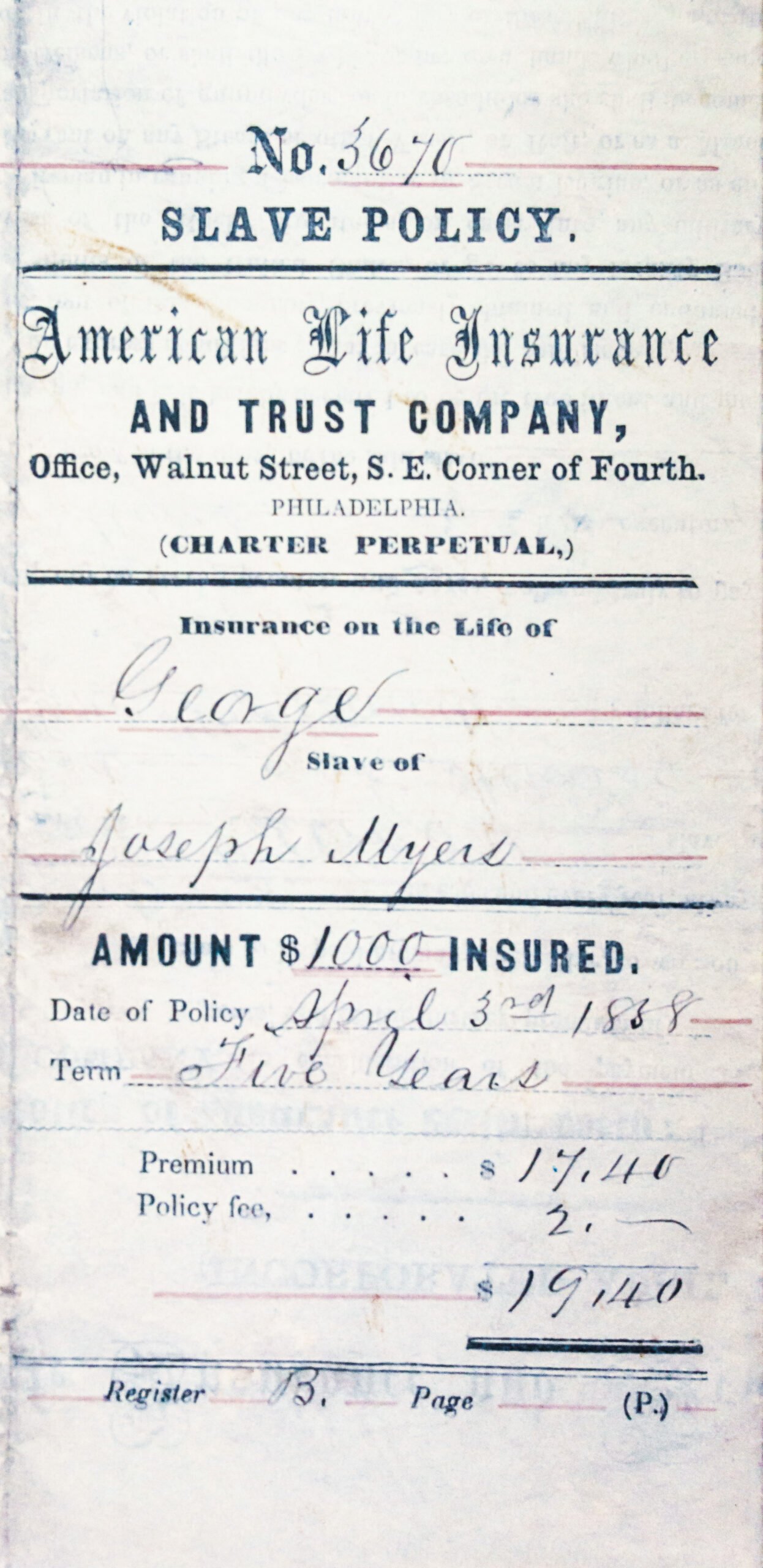 Slave insurance policy